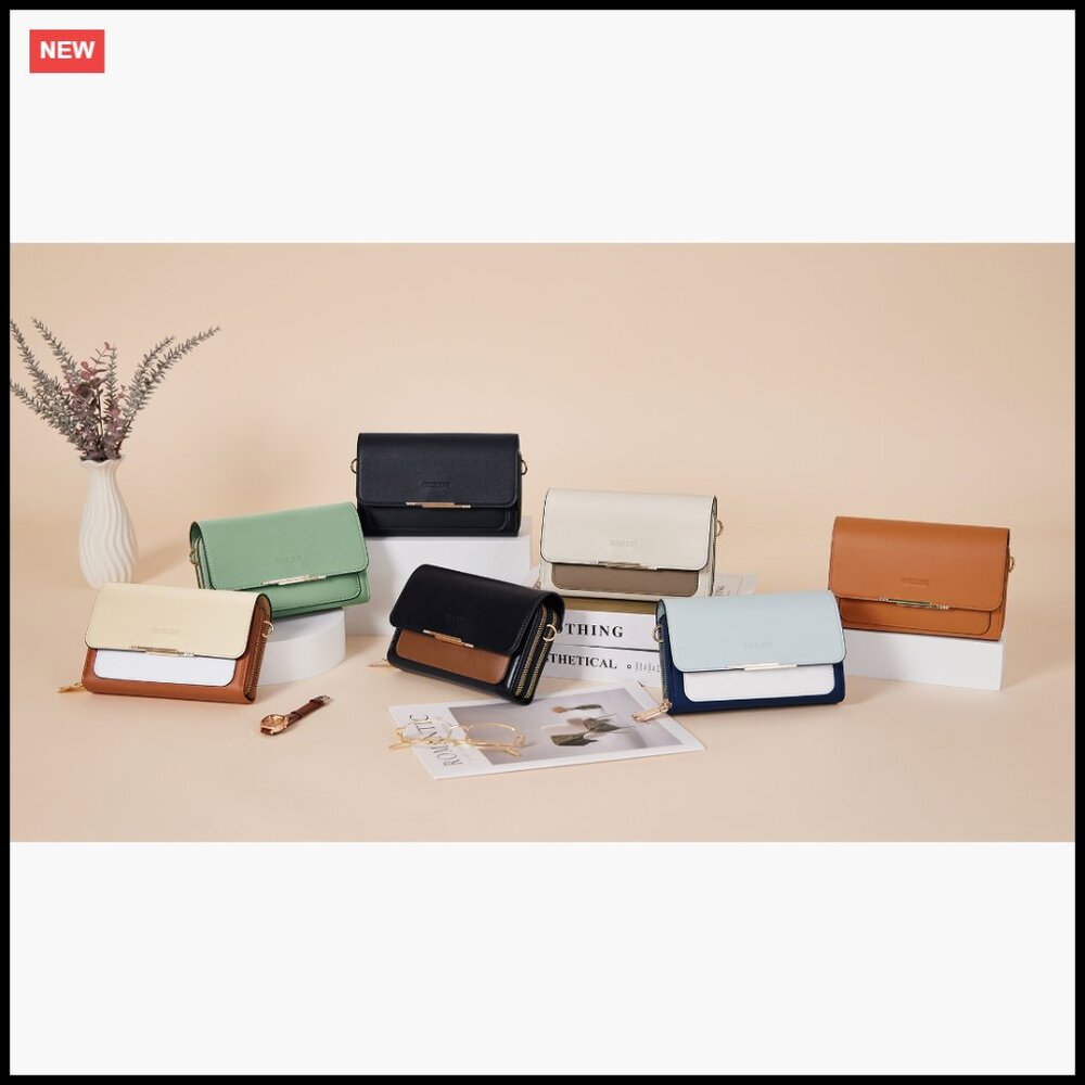 Chic Minimal Crossbody Bag PU Leather Adjustable Strap Zipper Pockets Card Slots - Picture 7 of 7